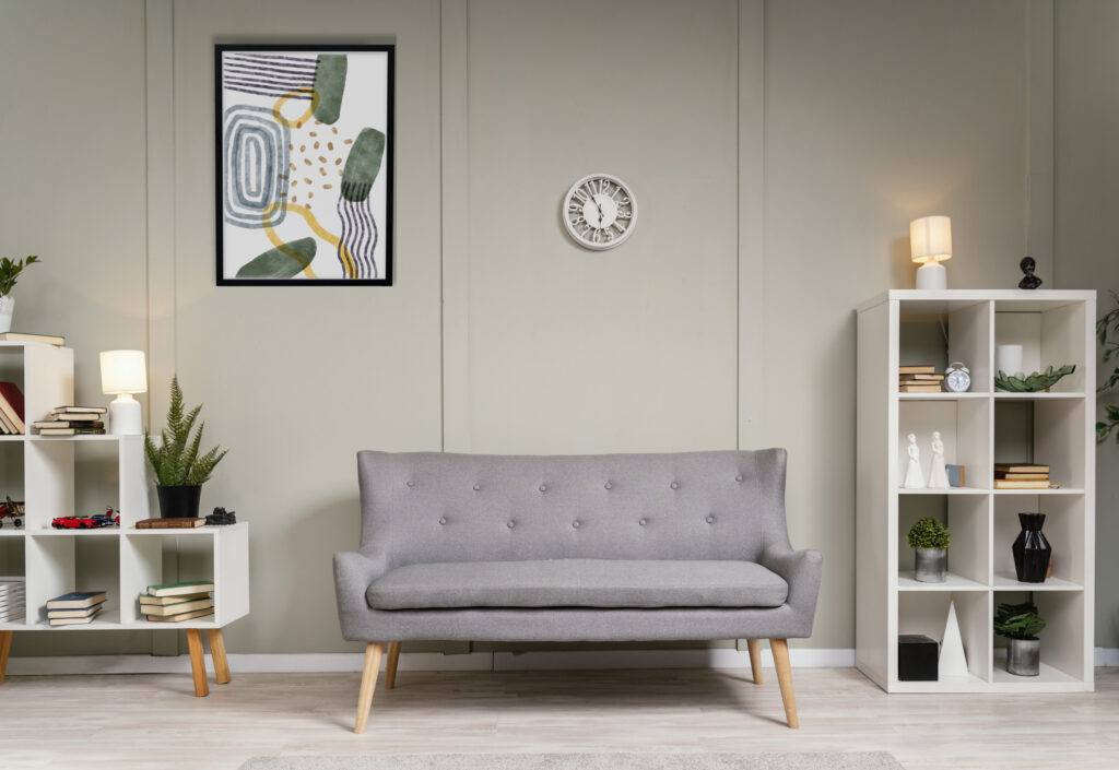 Sofa Gray dengan desain mewah minimalis